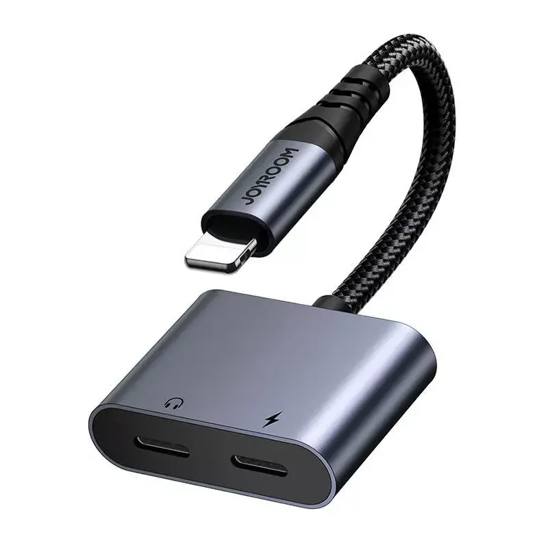 2-in-1 audio adaptér Joyroom SY-L01 Lightning na 3,5 mm + Lightning, čierny