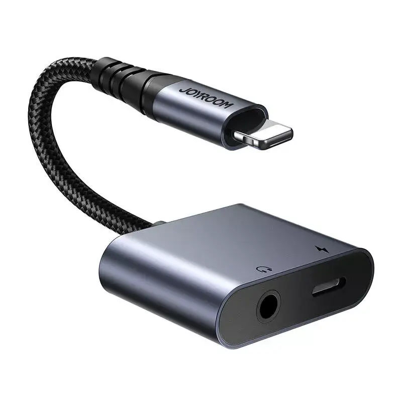 2-in-1 audio adaptér Joyroom SY-L01 Lightning na 3,5 mm + Lightning, čierny