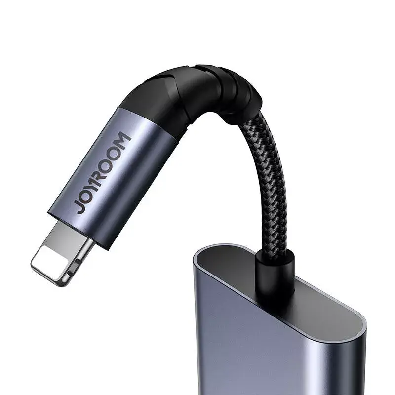 2-in-1 audio adaptér Joyroom SY-L01 Lightning na 3,5 mm + Lightning, čierny