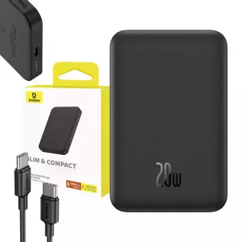 Magnetická mini powerbank Baseus 5000mAh 20W (čierna)