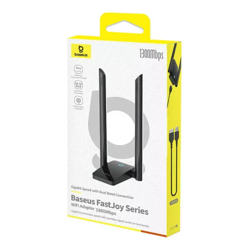 WLAN adaptér Baseus FastJoy 1800 MBit/s čierny – dvojpásmový USB sieťový adaptér