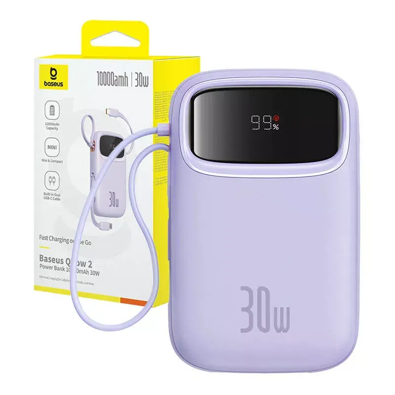 Prenosná nabíjačka Baseus QPow 2 10000mAh 30W 2xUSB-C powerbanka (fialová)
