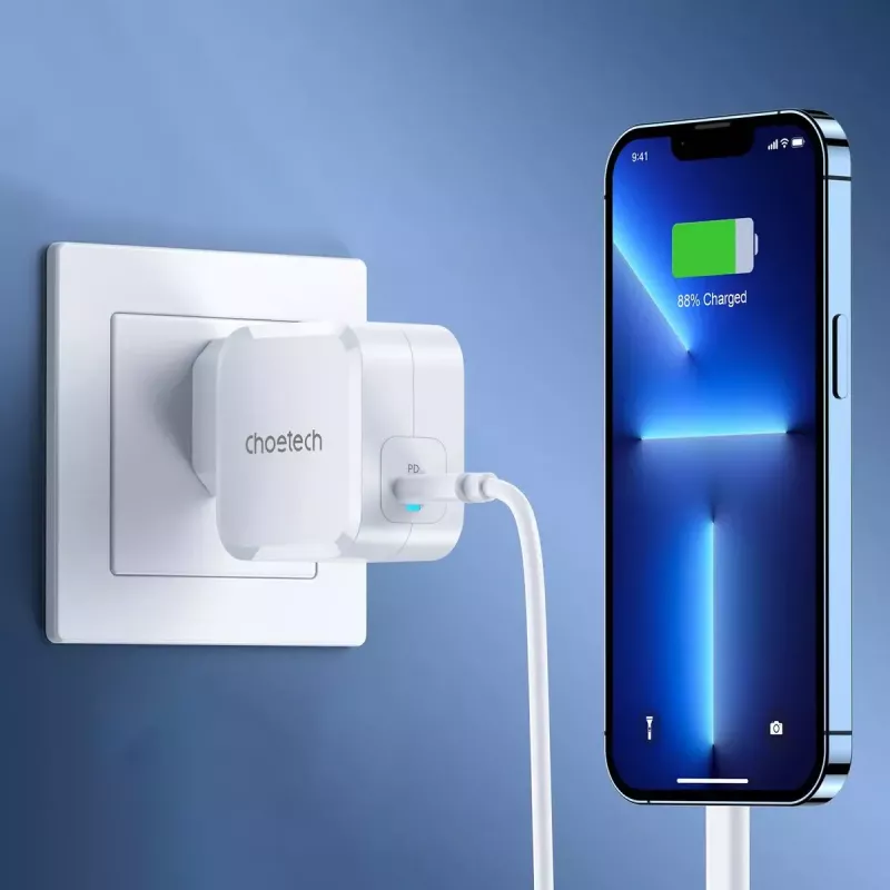 CHOETECH PD8007 GaN USB-C nabíjačka 45 W, PD3.0, QC3.0, PPS, EU, biela