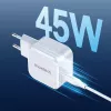 CHOETECH PD8007 GaN USB-C nabíjačka 45 W, PD3.0, QC3.0, PPS, EU, biela