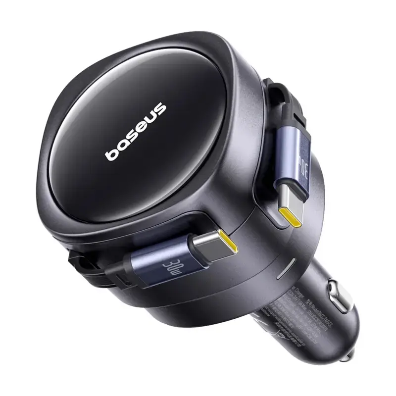 Auto nabíjačka Baseus Enjoyment Max 60W s integrovanými USB-C káblami, výstup 60W