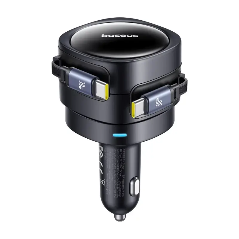 Auto nabíjačka Baseus Enjoyment Max 60W s integrovanými USB-C káblami, výstup 60W