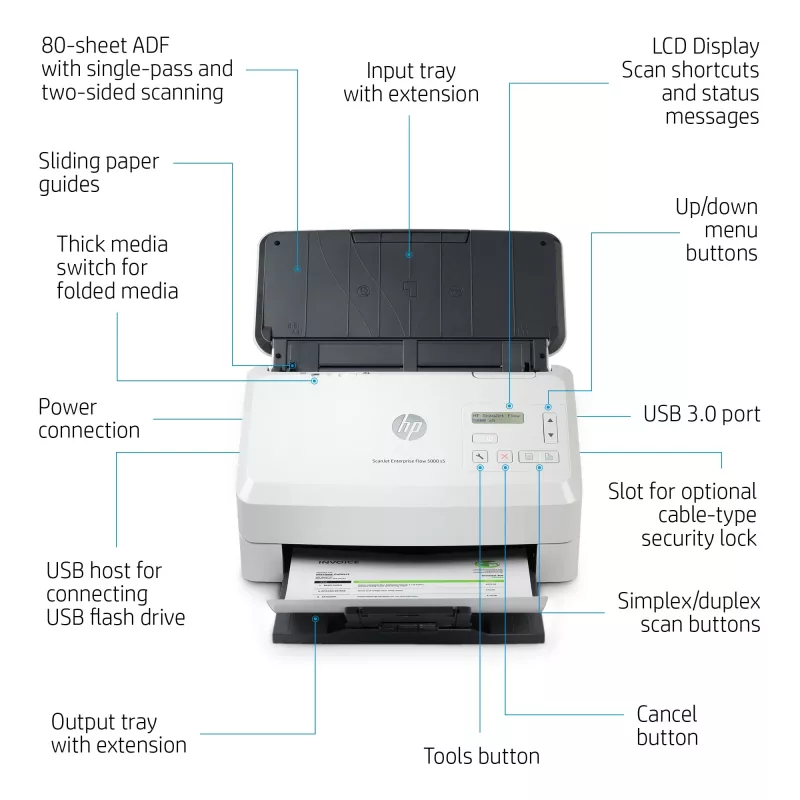 HP Scanjet Enterprise Flow 5000 s5 skener s podávačom 600 x 600 DPI A4 biely
