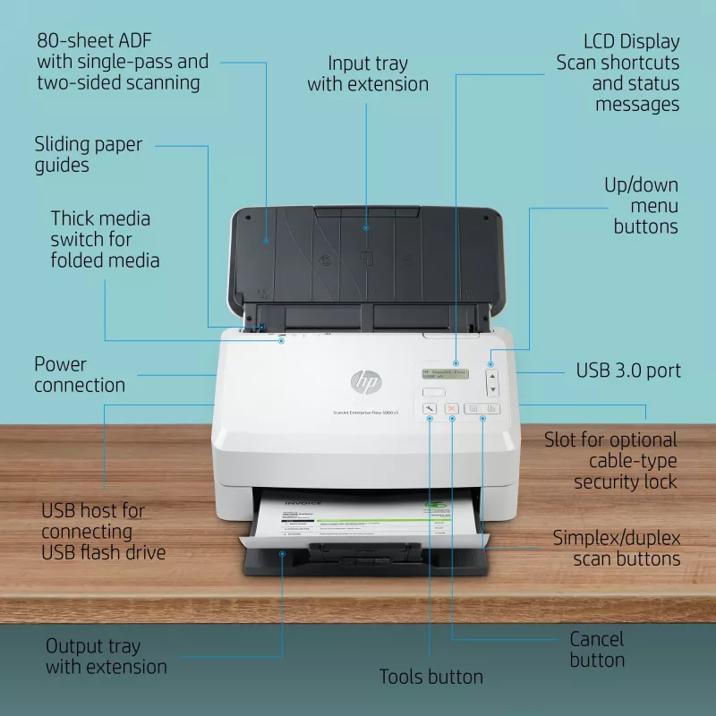 HP Scanjet Enterprise Flow 5000 s5 skener s podávačom 600 x 600 DPI A4 biely