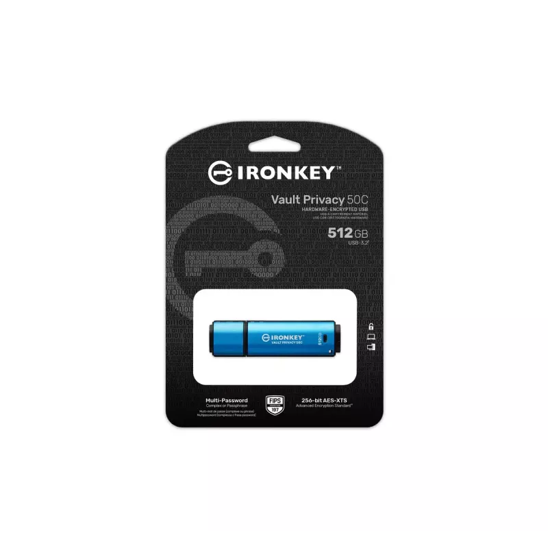 Kingston Technology IronKey 512 GB USB-C Vault Privacy 50C AES-256 šifrovaný, FIPS 197