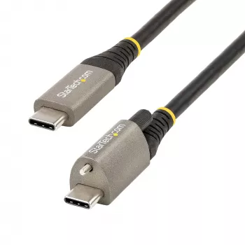 StarTech.com 1 m špičkový USB-C kábel so skrutkovacím zámkom 10 Gbit/s – USB 3.1/3.2 Gen 2 Type-C kábel – 100 W (5 A) Power-Delivery nabíjanie, DP-Alt režim – samostatný skrutkovací zámok, USB-C kábel na nabíjanie/synchronizáciu