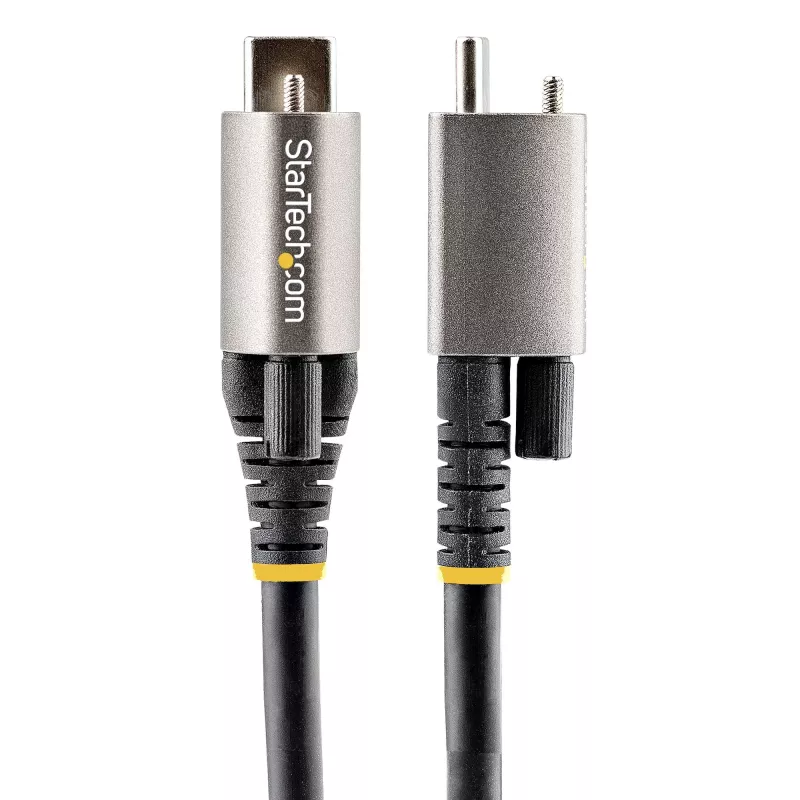 StarTech.com 1 m špičkový USB-C kábel so skrutkovacím zámkom 10 Gbit/s – USB 3.1/3.2 Gen 2 Type-C kábel – 100 W (5 A) Power-Delivery nabíjanie, DP-Alt režim – samostatný skrutkovací zámok, USB-C kábel na nabíjanie/synchronizáciu