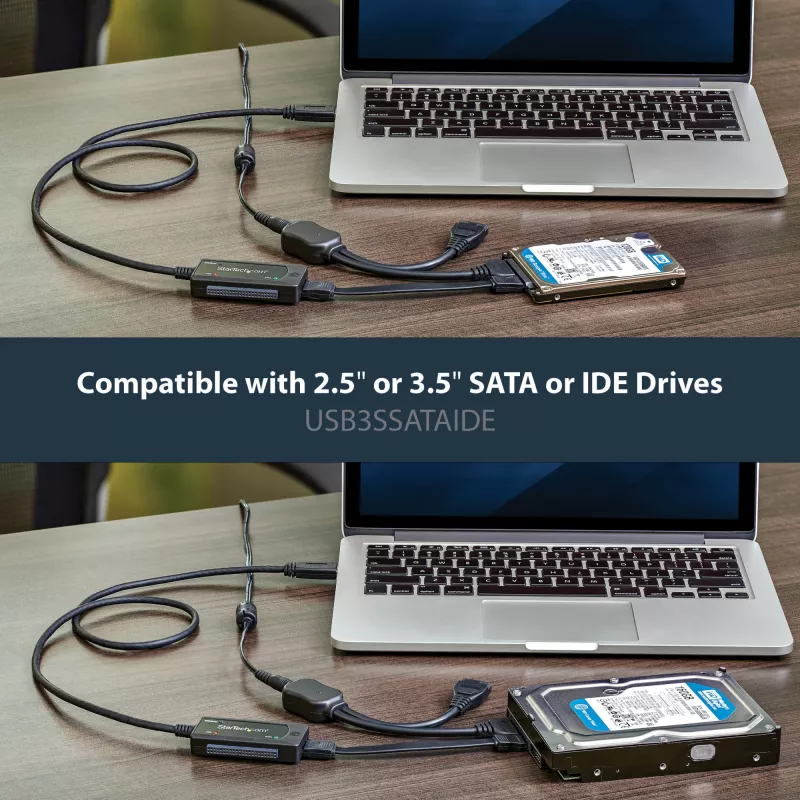StarTech.com SATA na USB kábel – USB 3.1 (10 Gbit/s) – UASP, čierny, aktivita, prevádzka, CE, FCC, ASMedia – ASM1351, 12 V, 0 – 60 °C