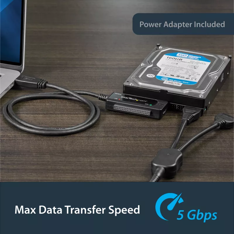 StarTech.com SATA na USB kábel – USB 3.1 (10 Gbit/s) – UASP, čierny, aktivita, prevádzka, CE, FCC, ASMedia – ASM1351, 12 V, 0 – 60 °C