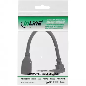 InLine DisplayPort 1.4 adaptérový kábel samec/samica, 8K4K, zahnutý nahor, čierny/zlatý
