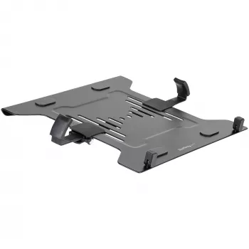 StarTech.com VESA podnos na notebook – nastaviteľný podnos na notebook pre monitorové ramená, zaistí notebooky (4,5 kg / 9,9 lb) – 75x75 & 100x100 VESA montážne otvory – vetraný – pre monitorové stolové držiaky/stojany