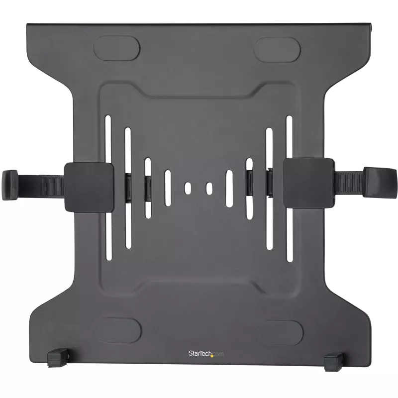 StarTech.com VESA podnos na notebook – nastaviteľný podnos na notebook pre monitorové ramená, zaistí notebooky (4,5 kg / 9,9 lb) – 75x75 & 100x100 VESA montážne otvory – vetraný – pre monitorové stolové držiaky/stojany
