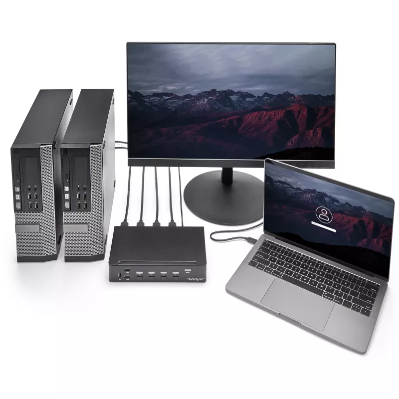 StarTech.com 4-portový HDMI KVM switch - USB 3.0 - 1080p, 1920 x 1080 pixelov, racková montáž, čierna