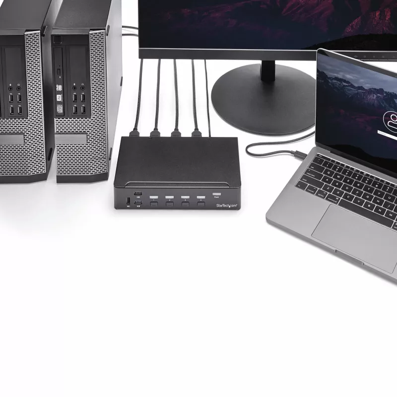 StarTech.com 4-portový HDMI KVM switch - USB 3.0 - 1080p, 1920 x 1080 pixelov, racková montáž, čierna