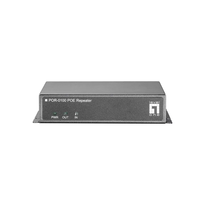 LevelOne POR-0100 opakovač PoE, kaskádovateľný, 2x Fast Ethernet, 10Base-T/100Base-TX, sivý