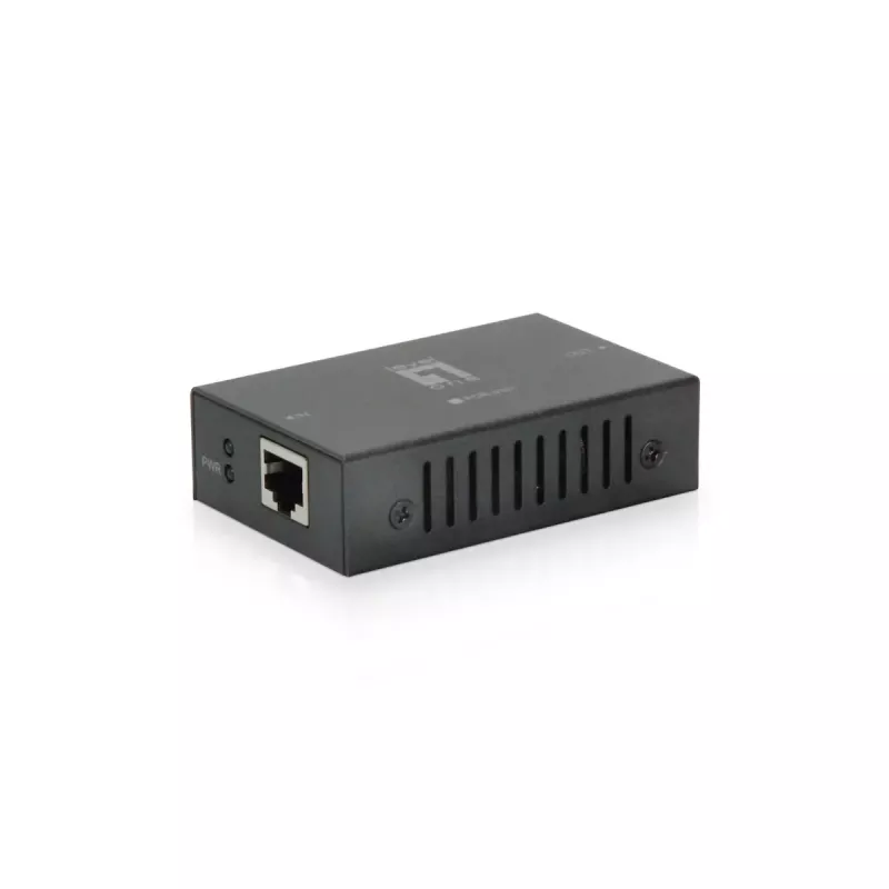 LevelOne POR-0101 opakovač PoE+, 2x Fast Ethernet, 10Base-T/100Base-TX, do 100 m, sivý