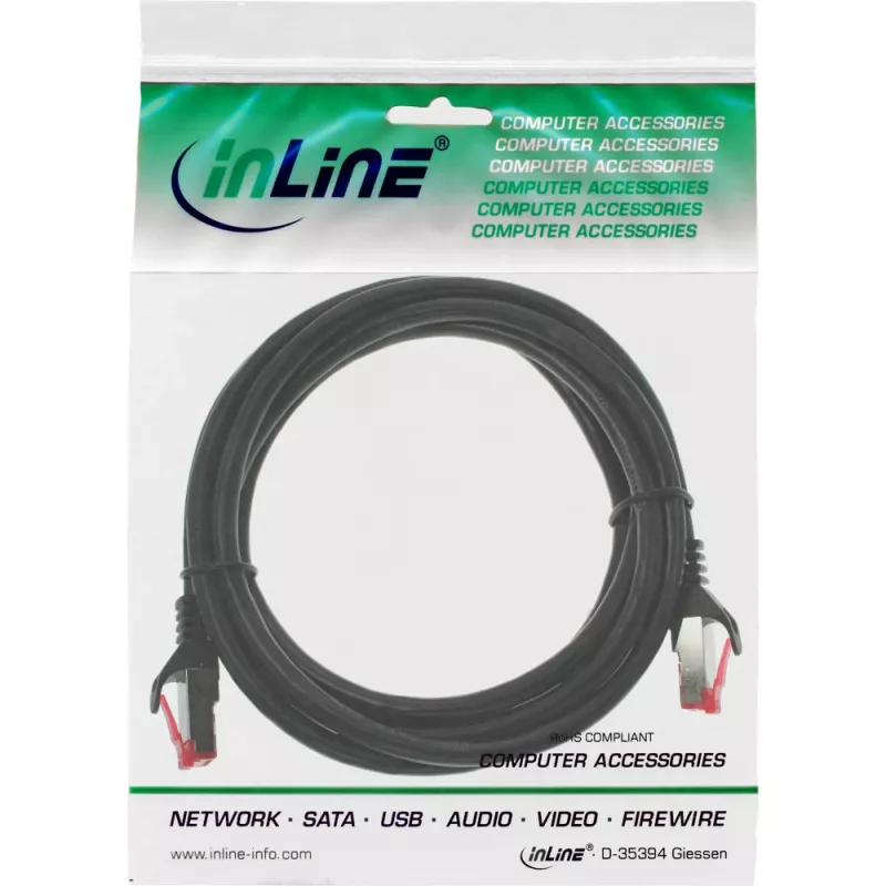InLine patch kábel S/FTP PiMF Cat.6 250MHz PVC meď čierny 0,25 m