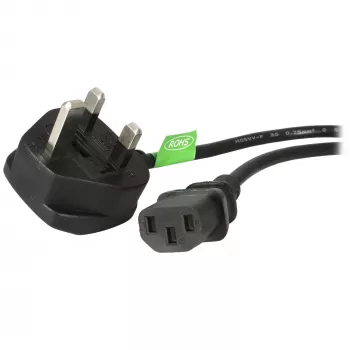 StarTech.com 1,8 m UK napájací kábel, 18AWG, BS 1363 na C13, 10 A 250 V, čierny náhradný napájací kábel, kábel napájacieho zdroja PC, napájací kábel TV/monitora
