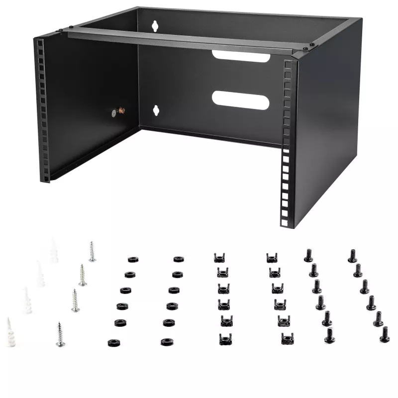 StarTech.com WALLMOUNT6 nástenná konzola 6U pre patch panel, 19 palcov, hĺbka 35,5 cm, oceľ, čierna
