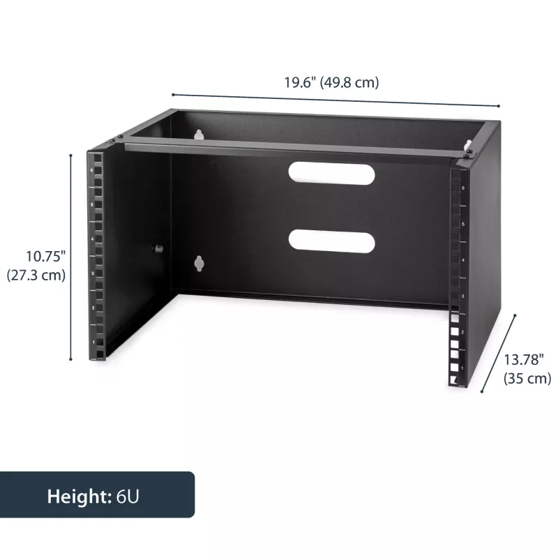 StarTech.com WALLMOUNT6 nástenná konzola 6U pre patch panel, 19 palcov, hĺbka 35,5 cm, oceľ, čierna
