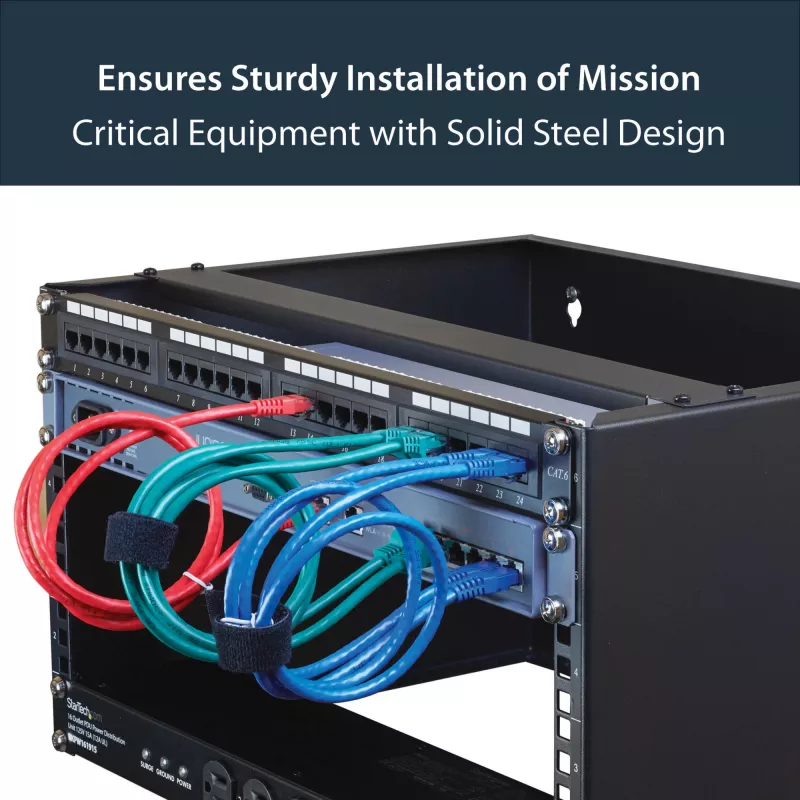 StarTech.com WALLMOUNT6 nástenná konzola 6U pre patch panel, 19 palcov, hĺbka 35,5 cm, oceľ, čierna