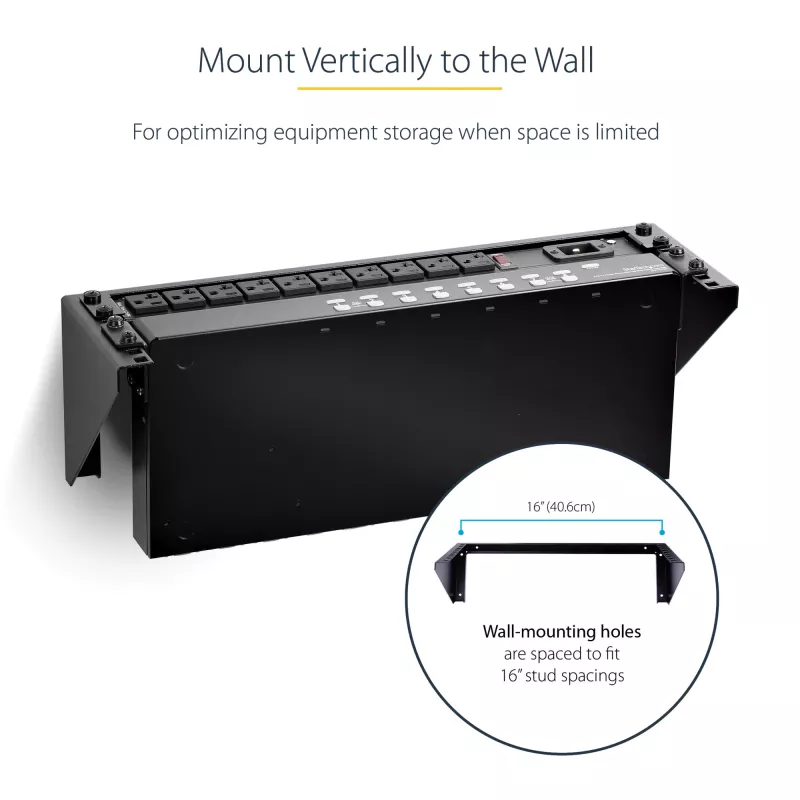 StarTech.com 3U 19” nástenný vertikálny držiak do racku, nástenný držiak patch panelu pre dátové/AV/IT/počítačové zariadenia, 3U rack pre skriňu alebo serverovňu, nosnosť 150 lb (68 kg)