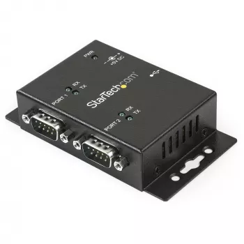 StarTech.com 2-portový priemyselný, na stenu montovateľný USB na sériový adaptérový hub s klipmi na lištu DIN