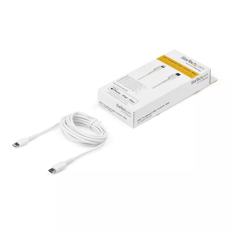 StarTech.com 1,8 m odolný biely USB-C na Lightning kábel – odolný, robustný aramidové vlákno USB Type-C na Lightning nabíjací/synchronizačný napájací kábel – Apple MFi certifikovaný iPad/iPhone 12