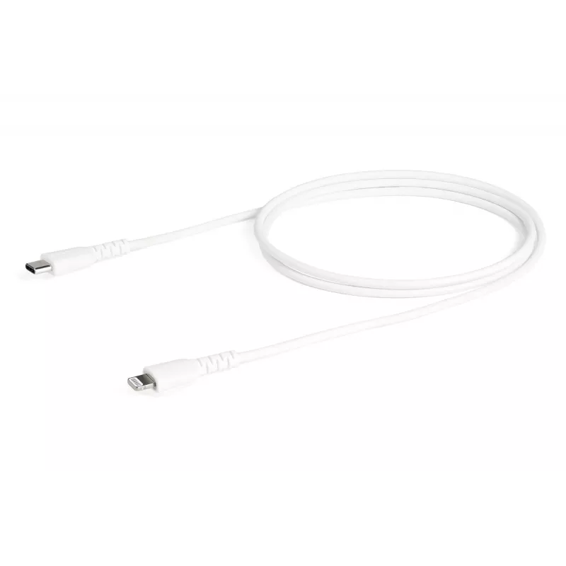 StarTech.com 1m odolný biely USB-C na Lightning kábel – robustný aramidové vlákno USB Type-C na Lightning nabíjací/synchronizačný napájací kábel – Apple MFi certifikovaný iPad/iPhone 12