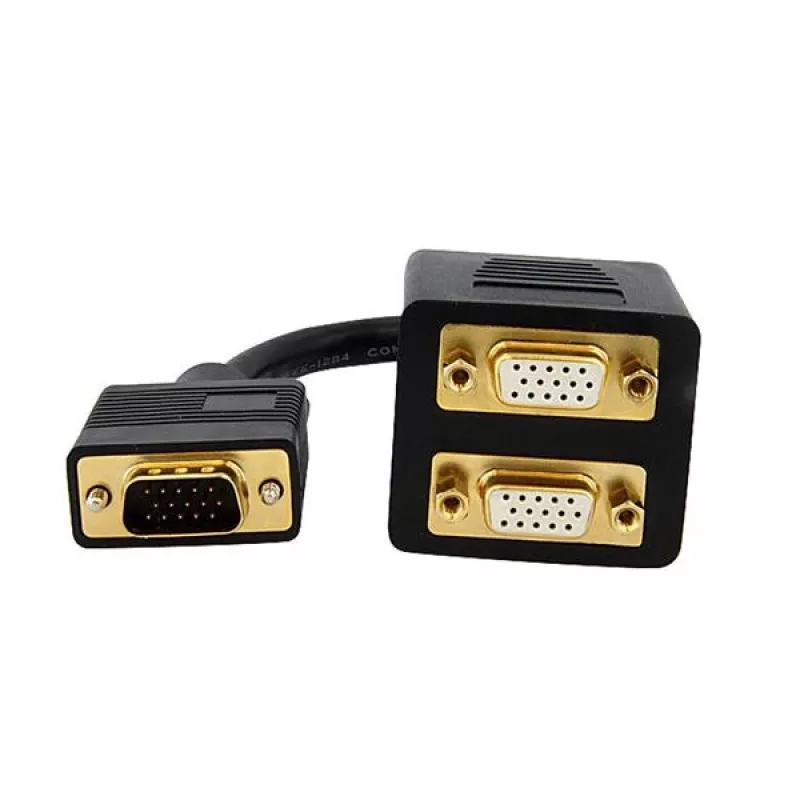 StarTech.com VGASPL1VV rozdeľovací kábel videa VGA na 2x VGA, HD-15 samec/samica, 0,3 m, pozlátený, čierny