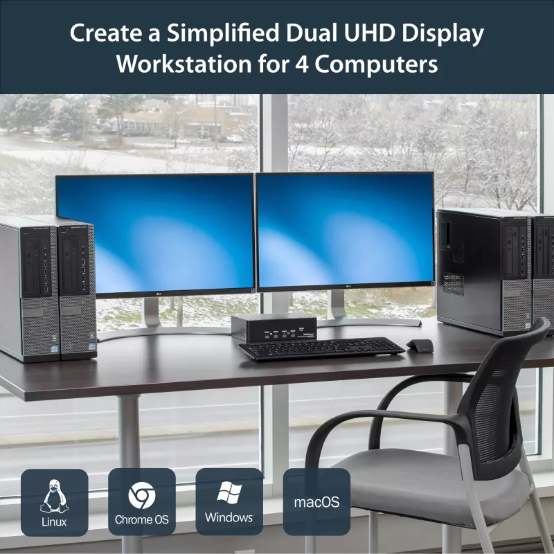 StarTech.com 4-portový KVM prepínač Dual DisplayPort - 4K 60Hz