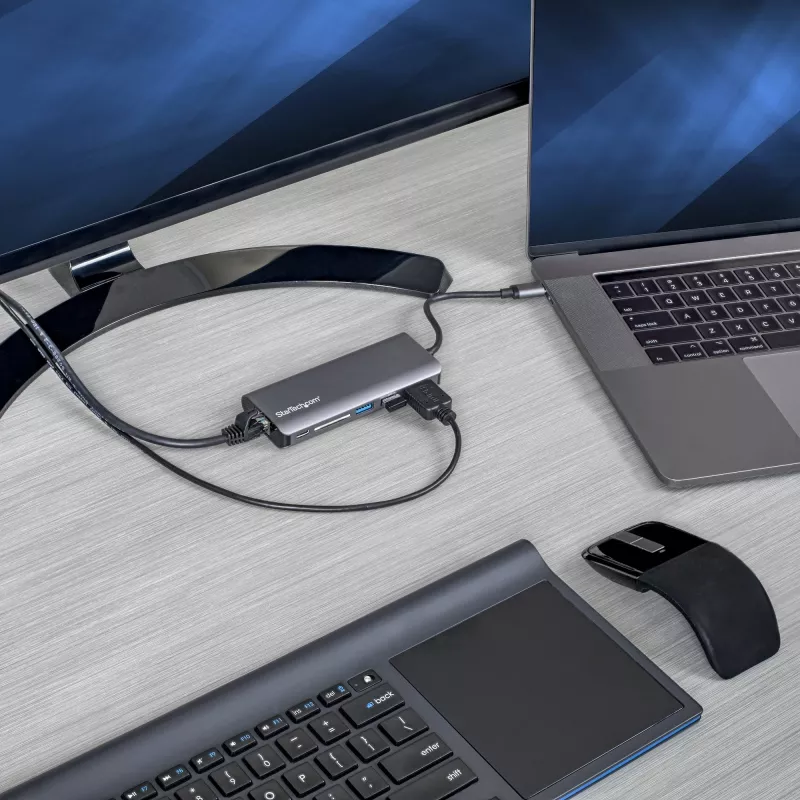 StarTech.com USB C multiportový adaptér – USB-C cestovný dock s 4K HDMI, 3x USB 3.0 hub, SD/SDHC, GbE, 60W PD 3.0 Pass-Through – USB Type-C/Thunderbolt 3 – nahrádza DKT30CSDHPD