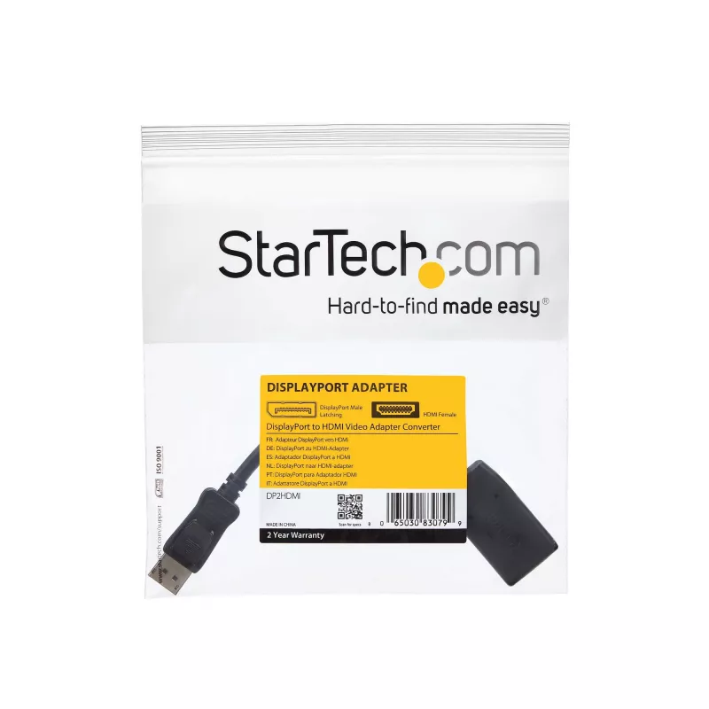 StarTech.com DP2HDMI video adaptér/konvertor z DisplayPort na HDMI, pasívny, do 1920x1200, DP samec – HDMI samica, 24 cm