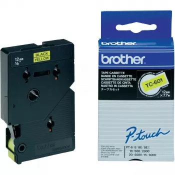 Popisovacia páska Brother TC601 12mm čierna na žltej