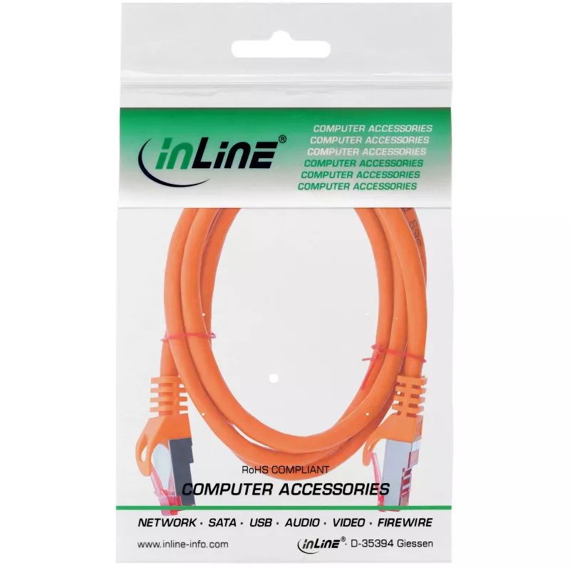InLine patch kábel S/FTP PiMF Cat.6 250MHz PVC meď oranžový 3m