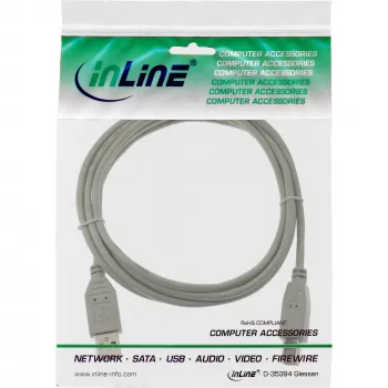 USB 2.0 kábel Type-A konektor samec / B konektor samec béžový 1m InLine 34510H