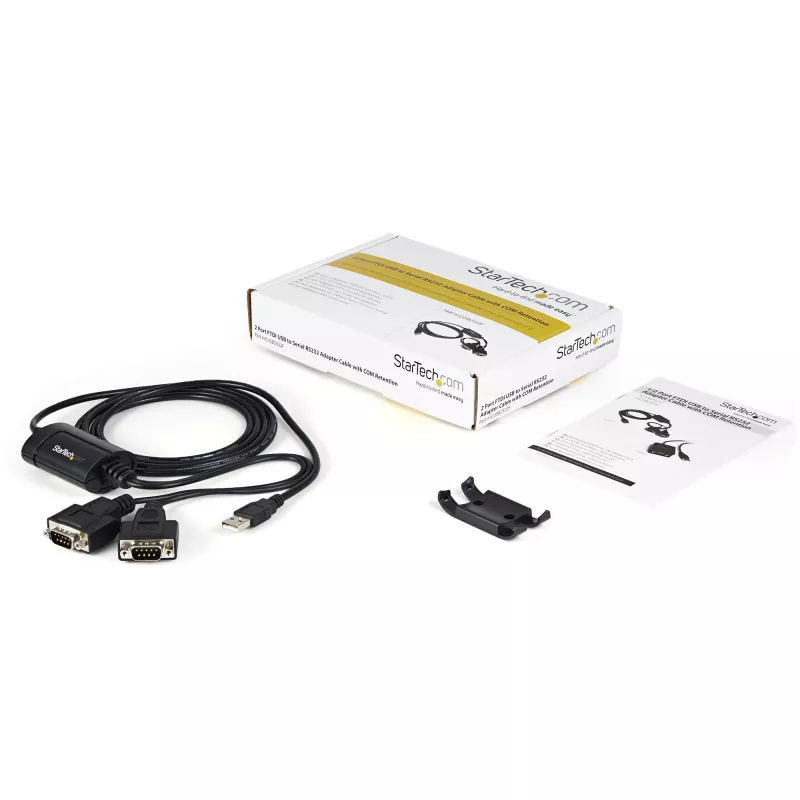 StarTech.com ICUSB2322F 2-portový adaptérový kábel FTDI z USB na sériový RS232, USB 2.0, 2,1 m, čierny