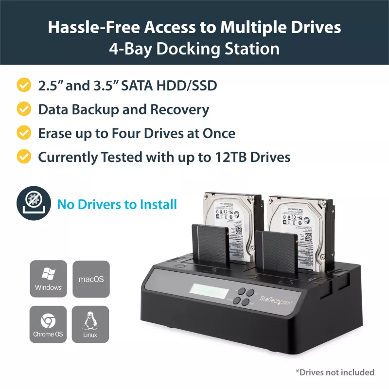 StarTech.com 4-bay USB 3.0 eSATA na SATA standalone 1:3 HDD duplikátor dok pre pevné disky