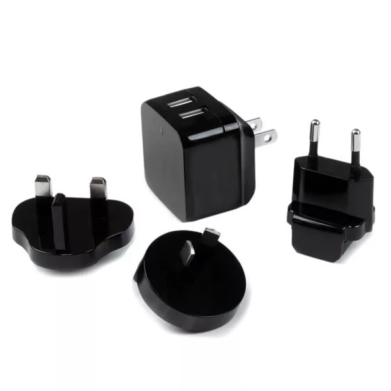 StarTech.com dvojportová USB nástenná nabíjačka – medzinárodné cestovanie – 17W/3,4A – čierna
