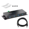 StarTech.com 4-portový priemyselný USB 3.0 5Gbps hub, robustný USB hub s ESD ochranou, DIN/stenová/stolová montáž USB-A hub, USB rozšírenie so zaisťovacími konektormi, Heavy Duty – TAA