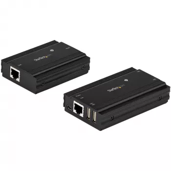 StarTech.com 4-portový USB 2.0 extender hub cez jeden CAT5e/CAT6 Ethernet kábel (RJ45) – 100m – USB extender hub adaptér kit – kovové puzdro – externé napájanie – 480 Mbit/s