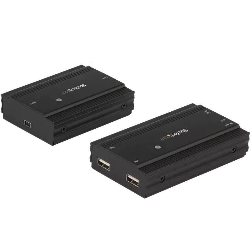 StarTech.com 4-portový USB 2.0 extender hub cez jeden CAT5e/CAT6 Ethernet kábel (RJ45) – 100m – USB extender hub adaptér kit – kovové puzdro – externé napájanie – 480 Mbit/s