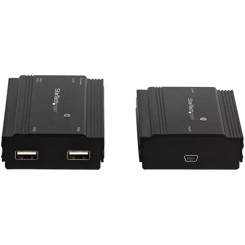 StarTech.com 4-portový USB 2.0 extender hub cez jeden CAT5e/CAT6 Ethernet kábel (RJ45) – 100m – USB extender hub adaptér kit – kovové puzdro – externé napájanie – 480 Mbit/s