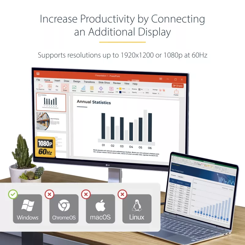 StarTech.com USB 3.0 na HDMI adaptér, USB na HDMI monitor konvertor pre Windows, 1080P (bez podpory macOS/ChromeOS/Linux) – TAA