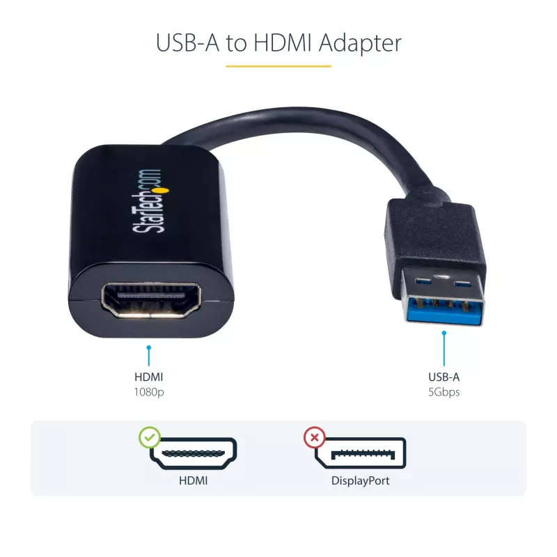 StarTech.com USB 3.0 na HDMI adaptér, USB na HDMI monitor konvertor pre Windows, 1080P (bez podpory macOS/ChromeOS/Linux) – TAA