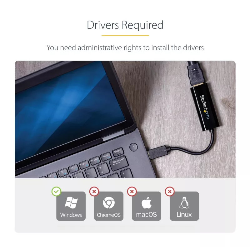 StarTech.com USB 3.0 na HDMI adaptér, USB na HDMI monitor konvertor pre Windows, 1080P (bez podpory macOS/ChromeOS/Linux) – TAA